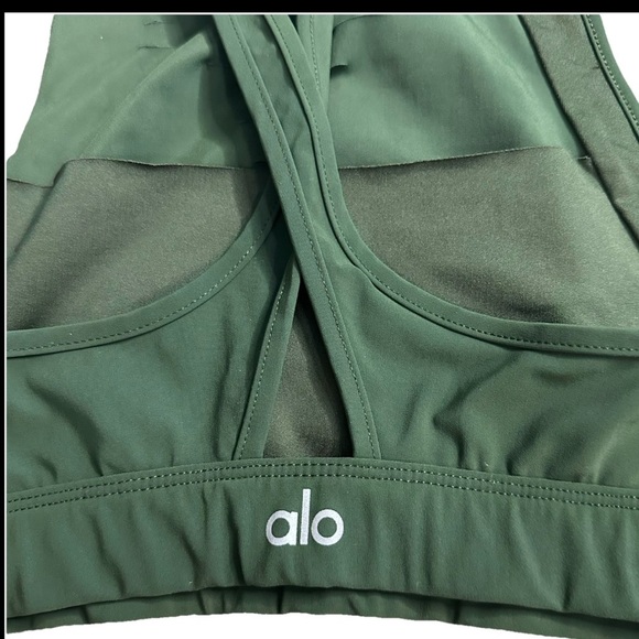 Alo Yoga Ripped Warrior Bra XS hunter green sports athletic athleisure yoga sexy - Picture 8 of 10